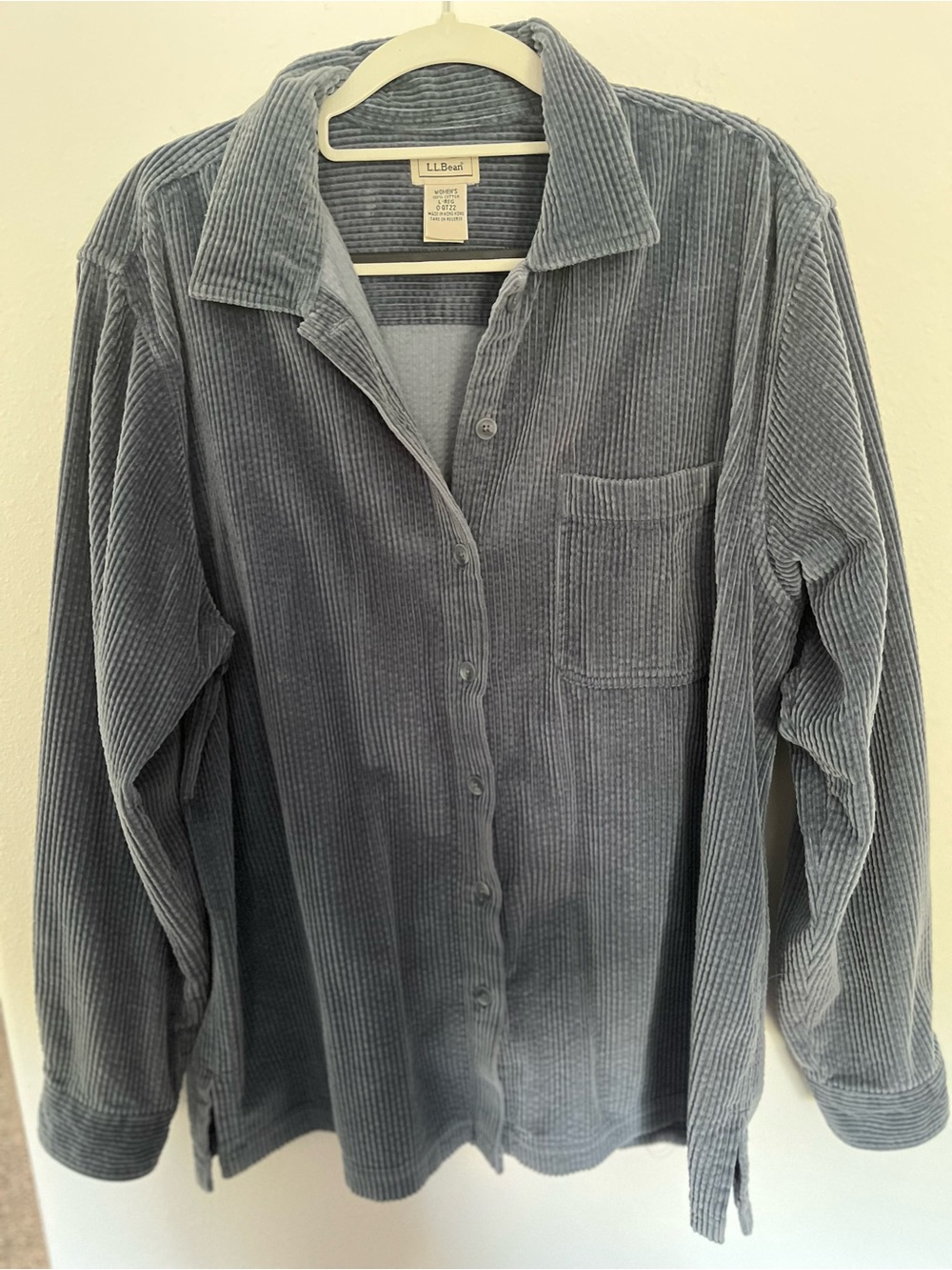 L.L. Bean Women's Corduroy Button-Down Shirt in Slate Blue